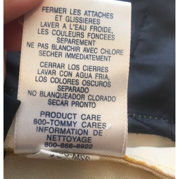 Vtg Hilfiger Tommy Jeans Spell Out Nylon Zipper Jacket Navy Yellow XL - Picture 12 of 12